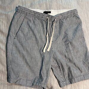 Banana Republic Deck Shorts Men Blue Pinstripe Pull-On